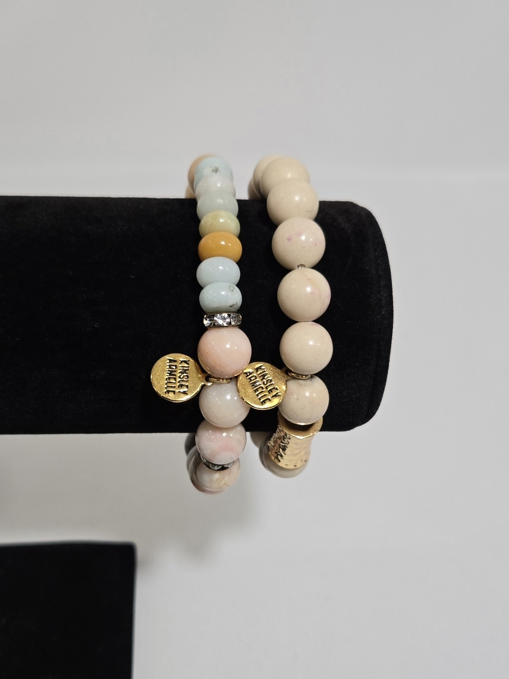 Kinsley Armelle Pastel Beaded Stack Bracelet Duo with Gold Charms #1079